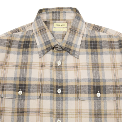 De Bonne Facture Brushed Cotton Artist Shirt in Grey Camargue Check