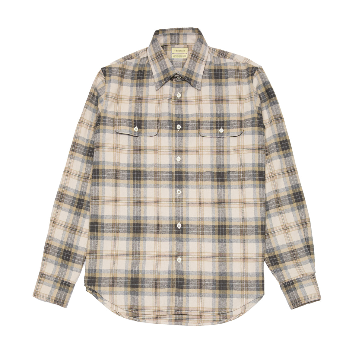 De Bonne Facture Brushed Cotton Artist Shirt in Grey Camargue Check