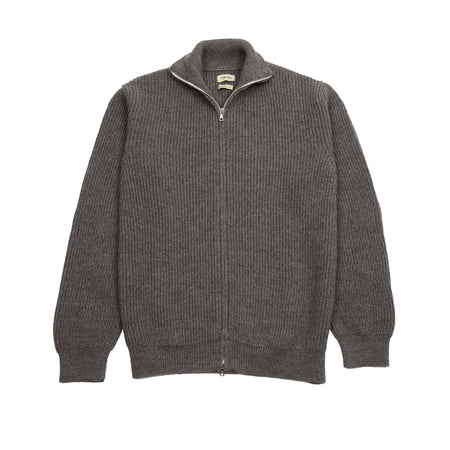 De Bonne Facture Zipped Alpaca/Wool Sweater in Dark Grey