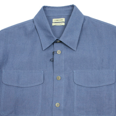 De Bonne Facture Belgian Linen Overshirt in Pastel Blue