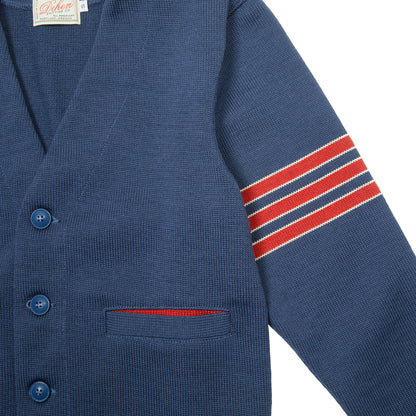 Dehen Slouchy Varsity Cardigan in Centennial Blue