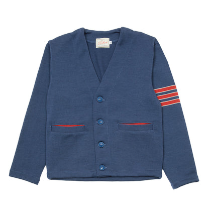 Dehen Slouchy Varsity Cardigan in Centennial Blue
