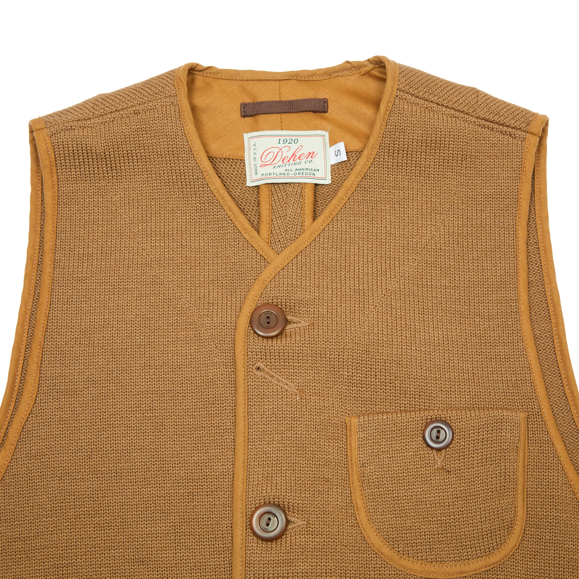 Dehen Wool Knit Vest in Dark Tan