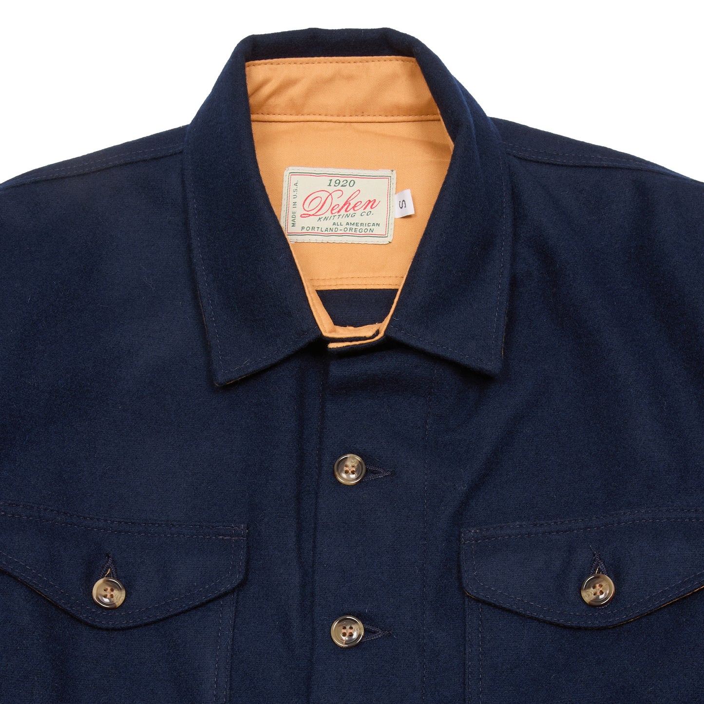 Dehen Crissman Melton Wool Overshirt in Dark Navy