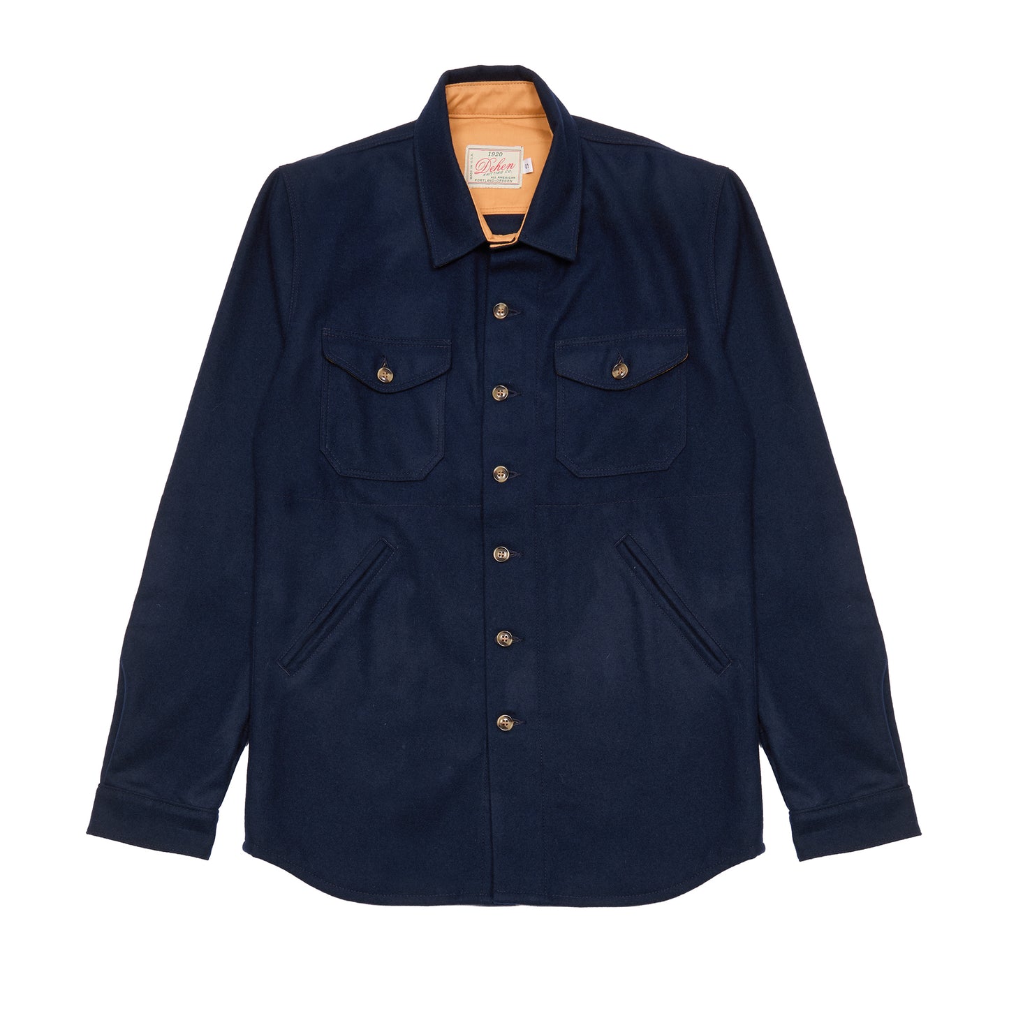 Dehen Crissman Melton Wool Overshirt in Dark Navy