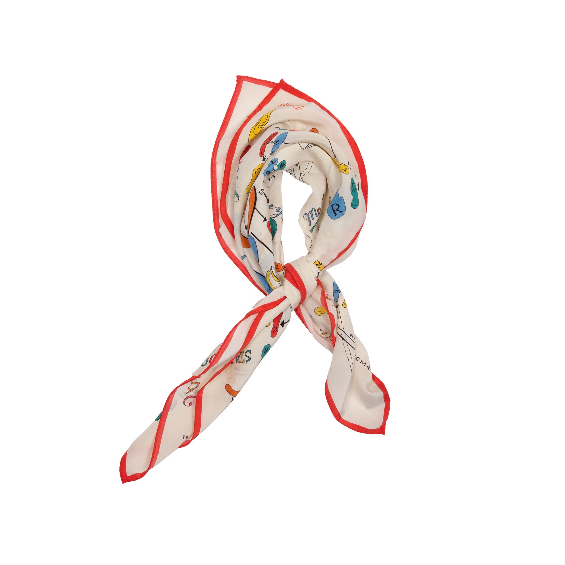 Drake's Dance Steps Silk Bandana in Red and White