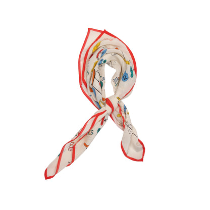 Drake's Dance Steps Silk Bandana in Red and White
