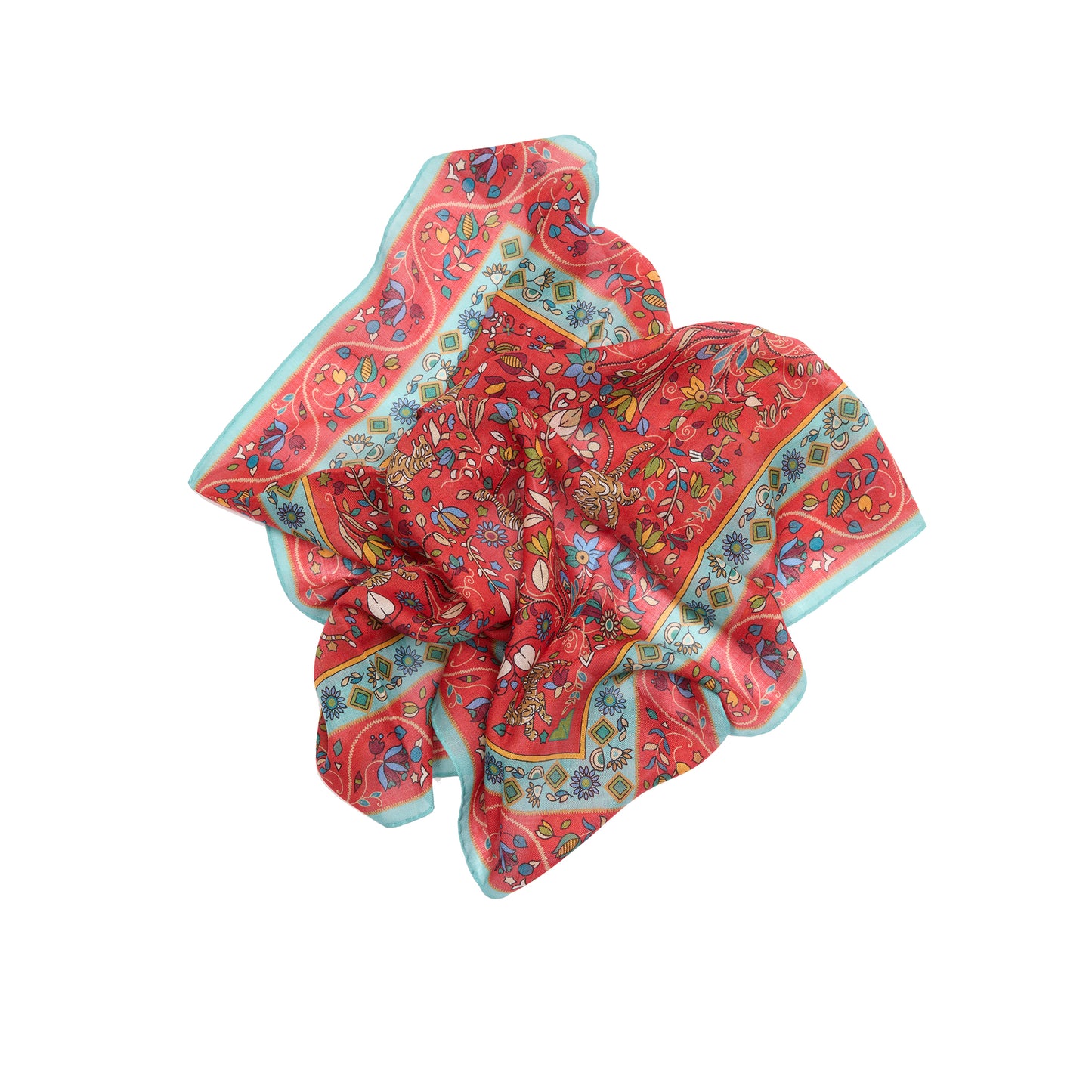 Drake's Tiger Garden Print Bandana in Red