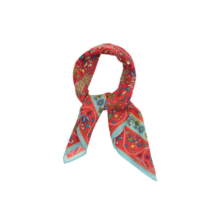 Drake's Tiger Garden Print Bandana in Red