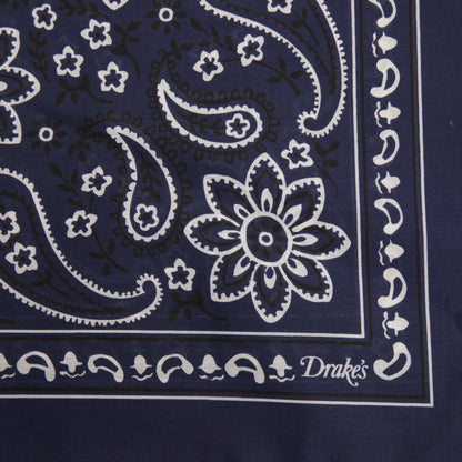 Drake's Paisley Bandana in Navy