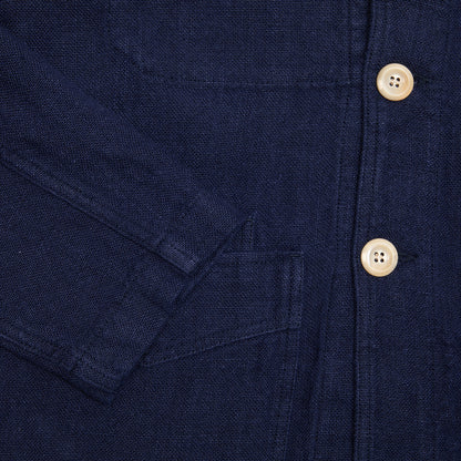 Drake's Heavy Linen 5 Pocket Chore Jacket in Navy