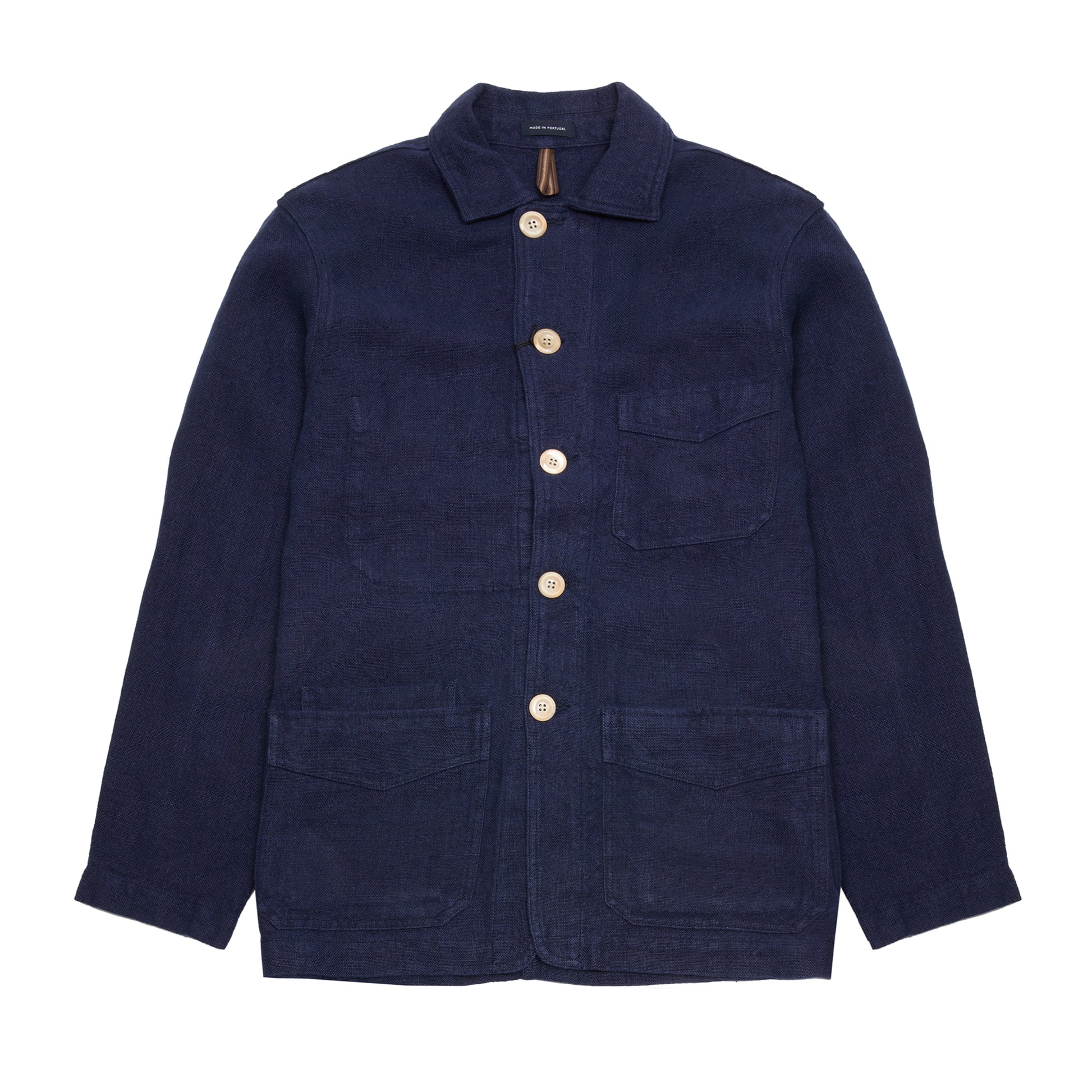Drake's Heavy Linen 5 Pocket Chore Jacket in Navy