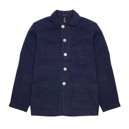 Drake's Heavy Linen 5 Pocket Chore Jacket in Navy