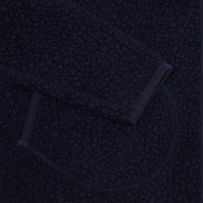 Drake's Boucle Wool Zip Fleece Jacket in Navy