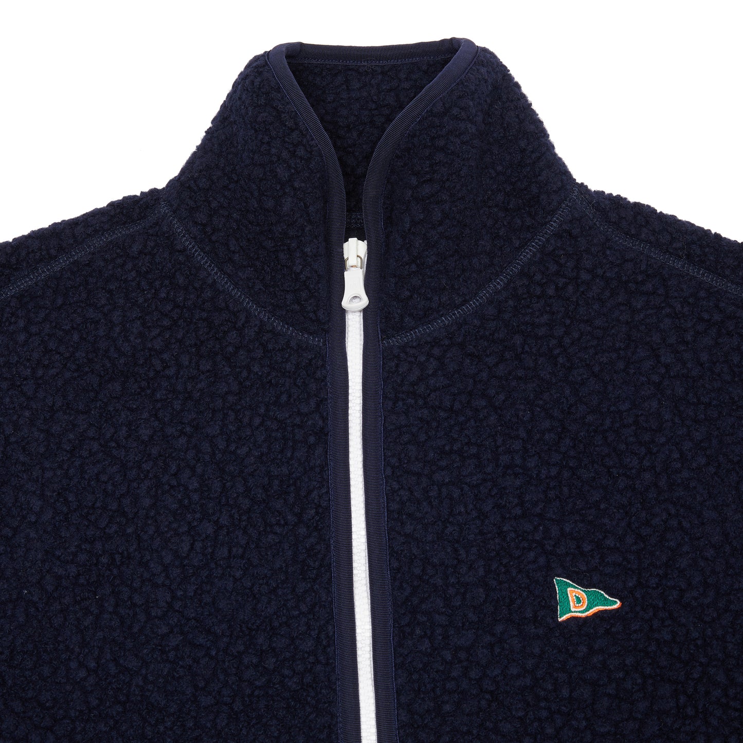 Drake's Boucle Wool Zip Fleece Jacket in Navy