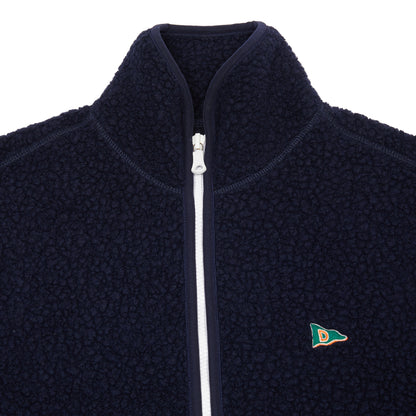 Drake's Boucle Wool Zip Fleece Jacket in Navy