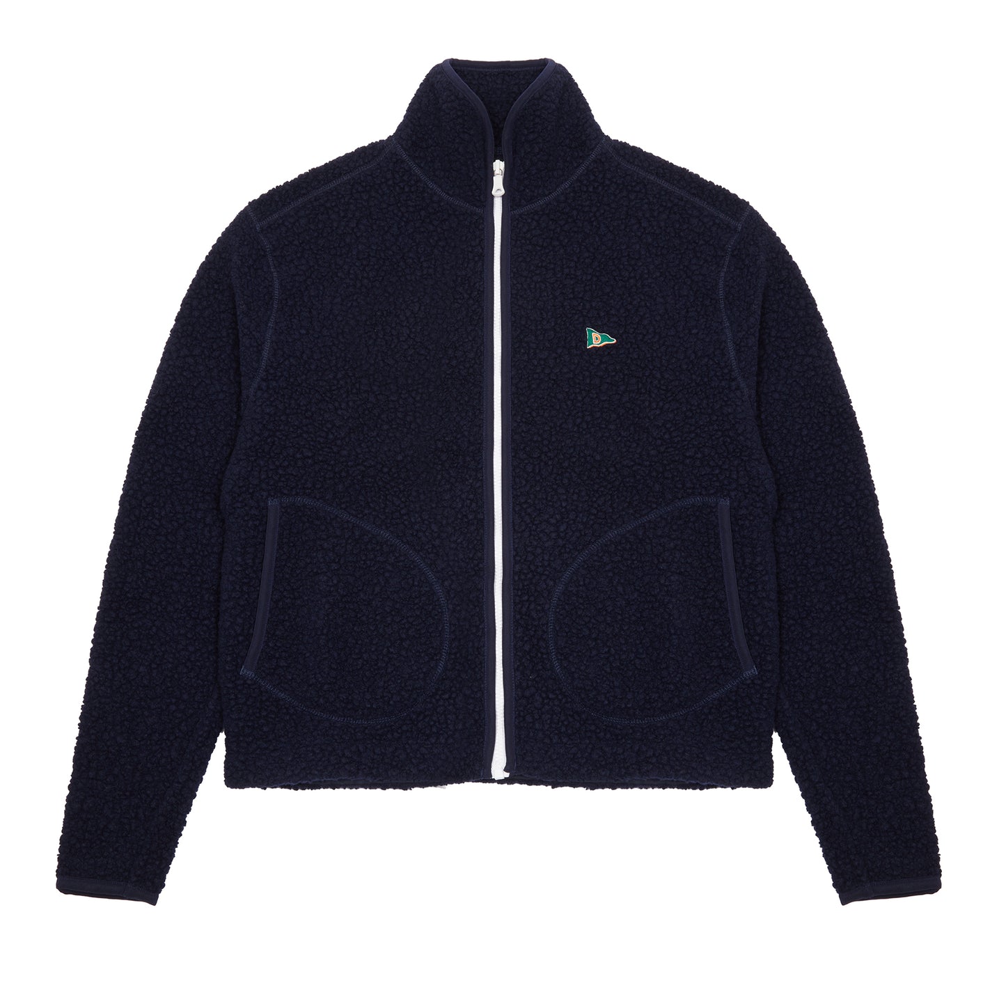 Drake's Boucle Wool Zip Fleece Jacket in Navy
