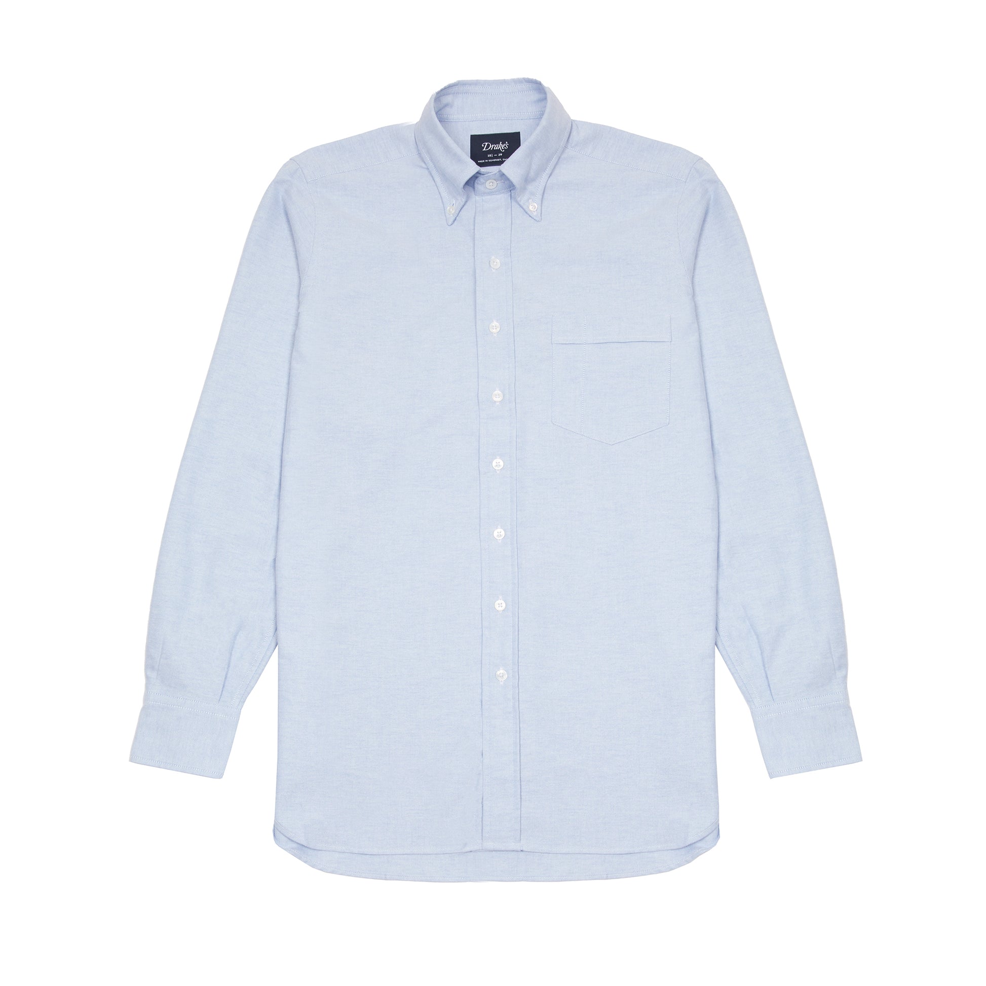 Drake's Button Down Oxford Shirt in Ice Blue