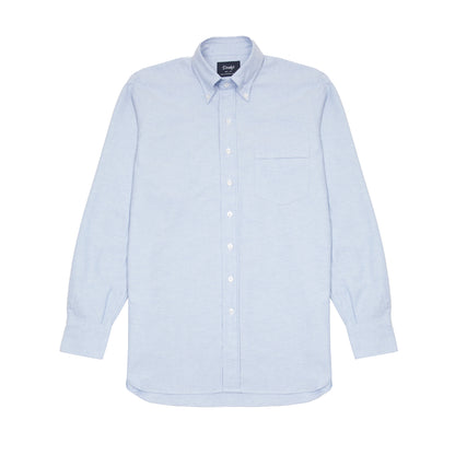 Drake's Button Down Oxford Shirt in Ice Blue