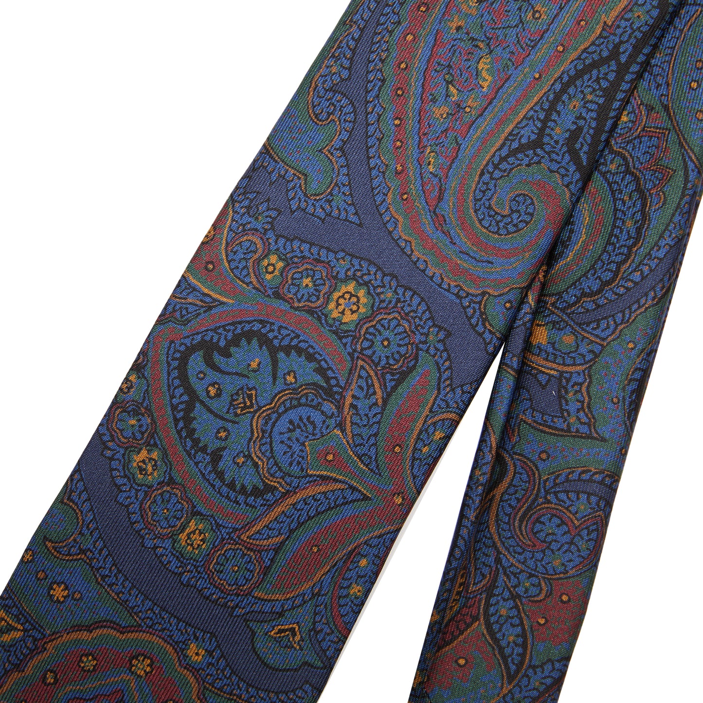 Drake's Large Paisley Madder Silk Tie in Navy
