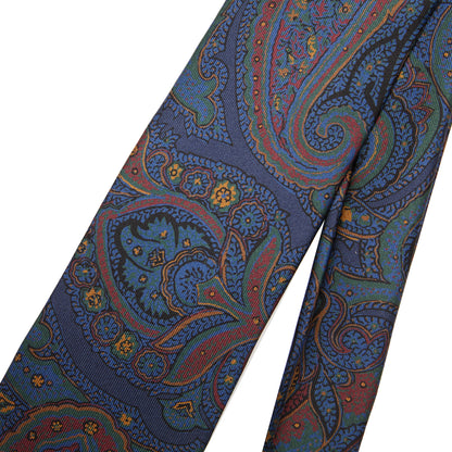 Drake's Large Paisley Madder Silk Tie in Navy