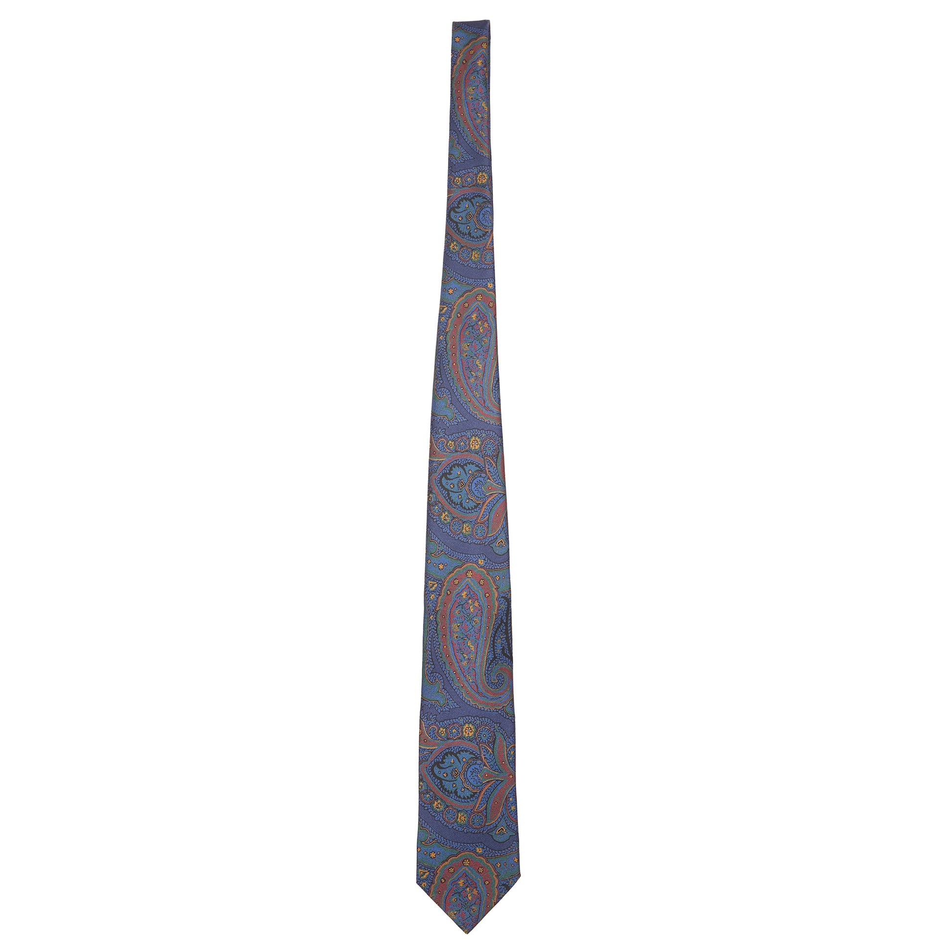 Drake's Large Paisley Madder Silk Tie in Navy