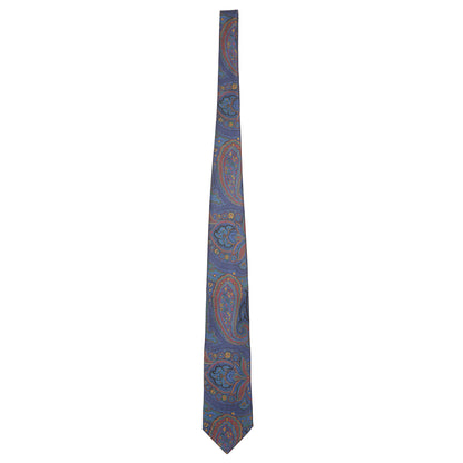 Drake's Large Paisley Madder Silk Tie in Navy