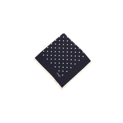 Drake's Polka Dot Print Pocket Square in Navy