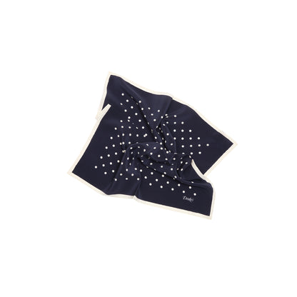 Drake's Polka Dot Print Pocket Square in Navy