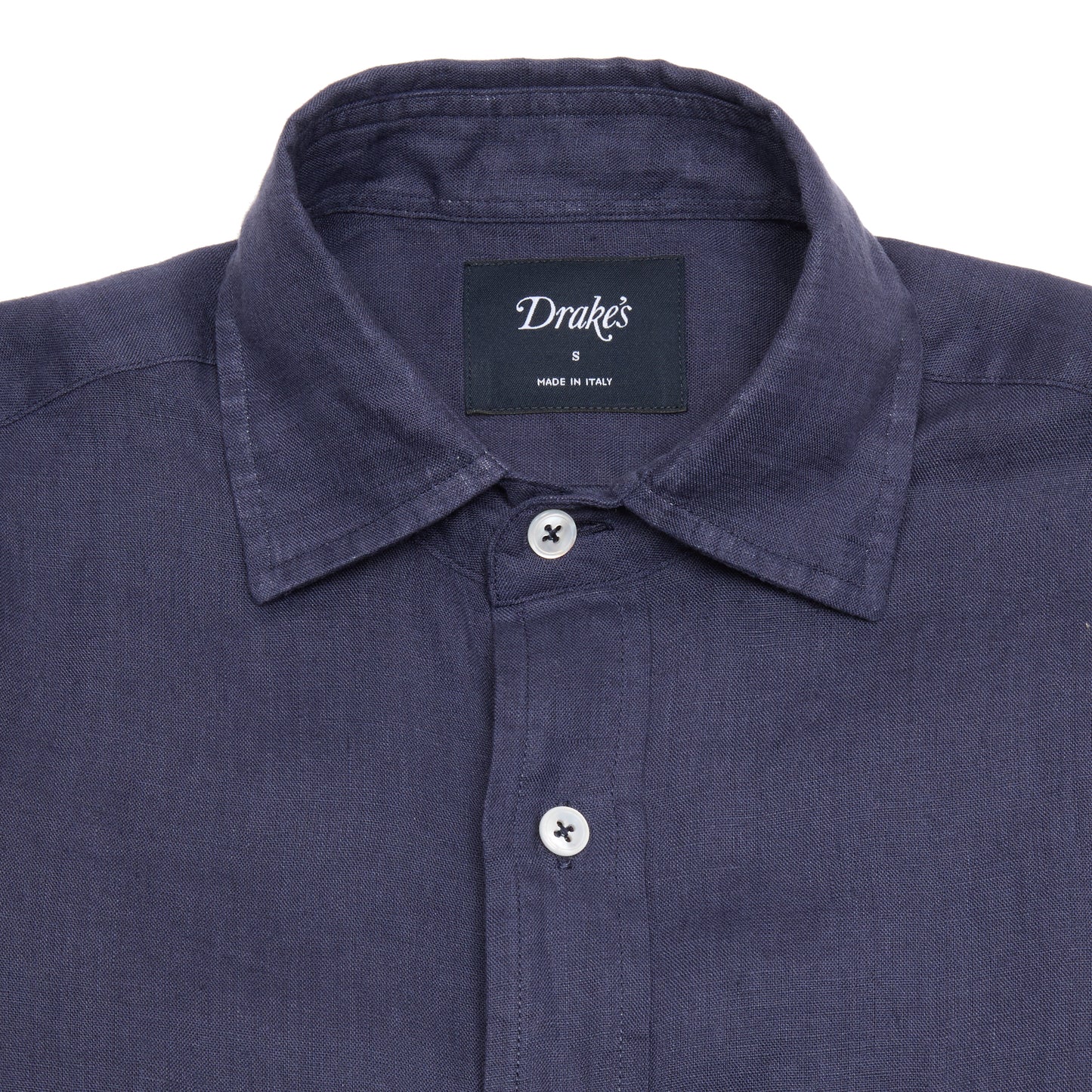 Drake's Linen Shirt in Navy
