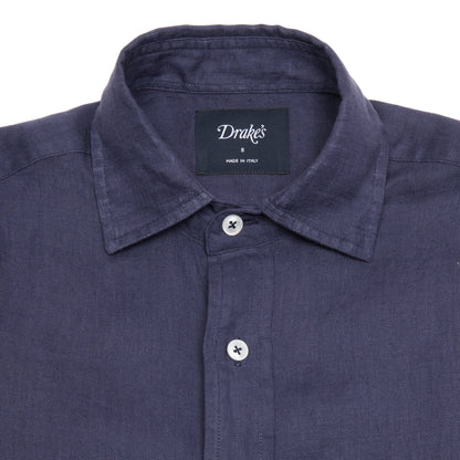 Drake's Linen Shirt in Navy