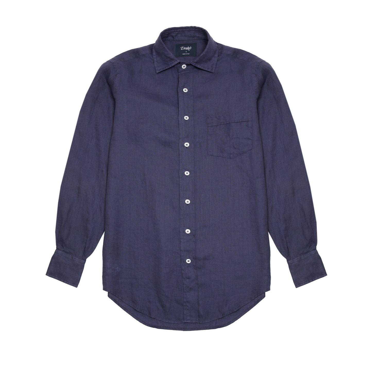 Drake's Linen Shirt in Navy