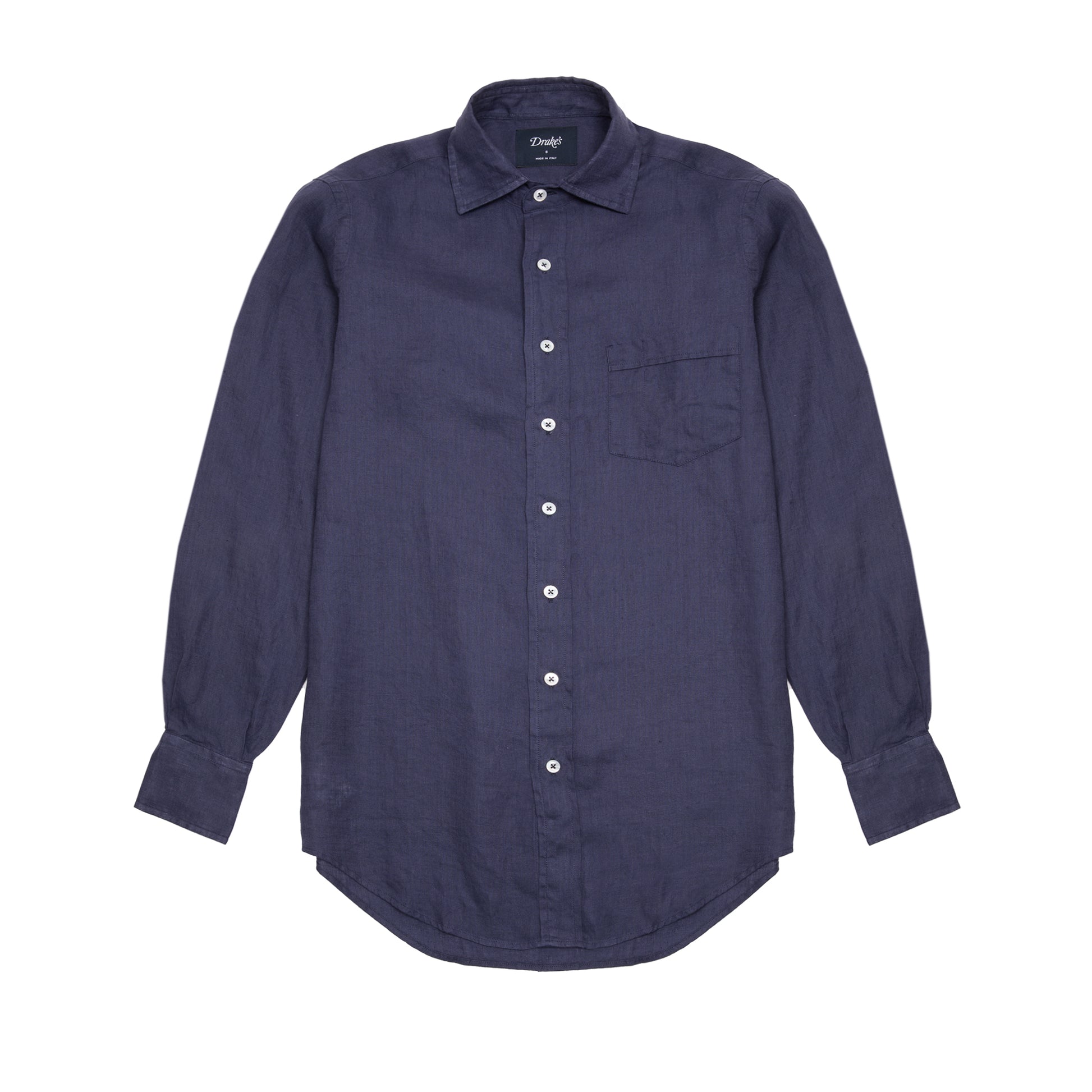 Drake's Linen Shirt in Navy