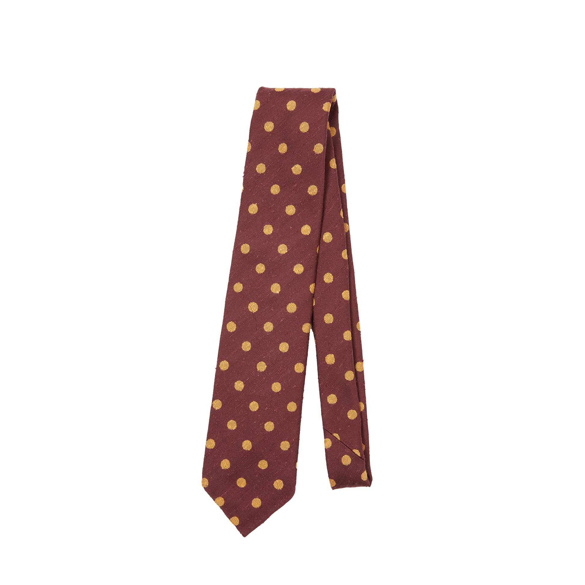 Drake's Polka Dot Shantung Silk Tie in Red & Gold