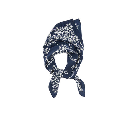 Drake's Traditional Silk Bandana in Navy/Ecru