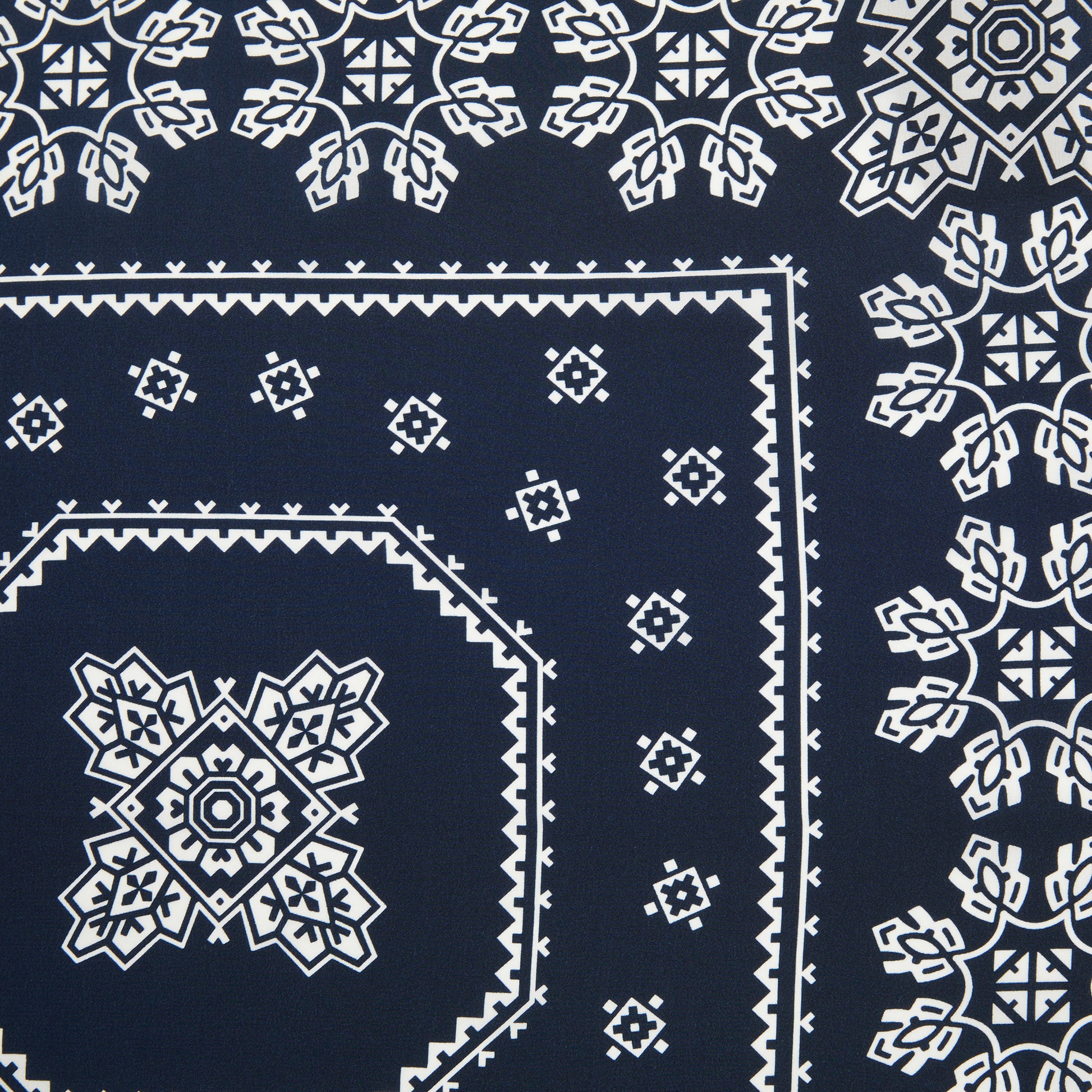 Drake's Traditional Silk Bandana in Navy/Ecru