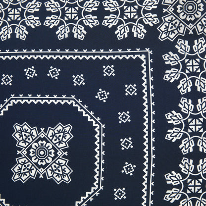 Drake's Traditional Silk Bandana in Navy/Ecru