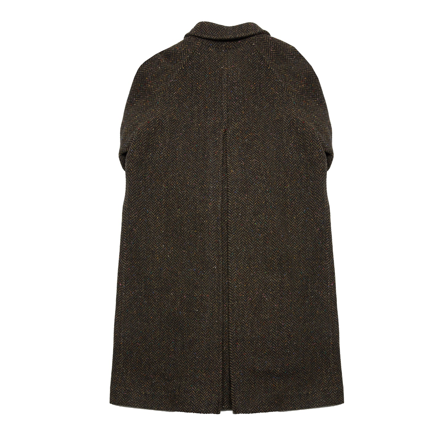 Drake's Wool Herringbone Raglan Overcoat in Brown