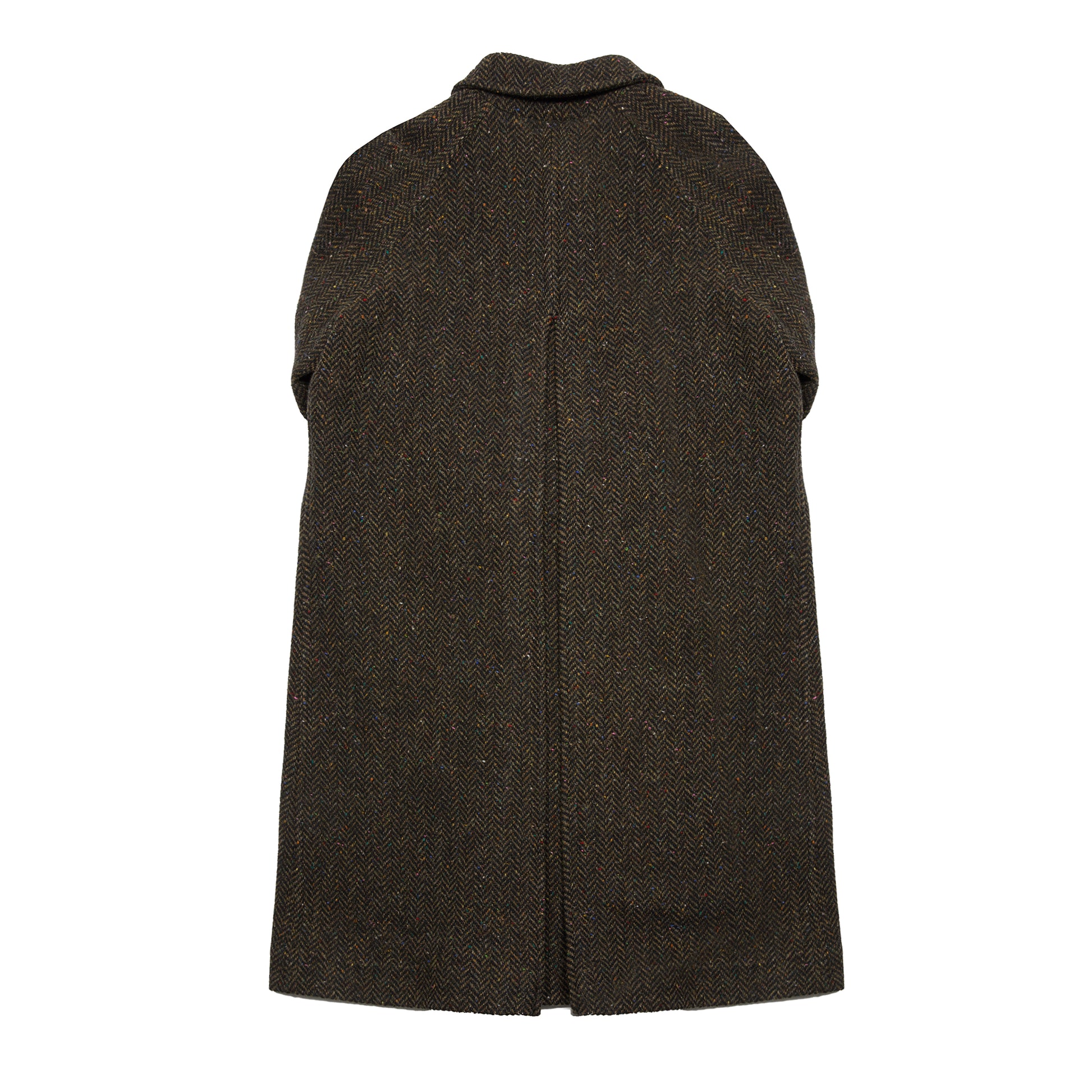 Drake's Wool Herringbone Raglan Overcoat in Brown