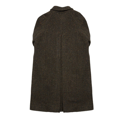 Drake's Wool Herringbone Raglan Overcoat in Brown