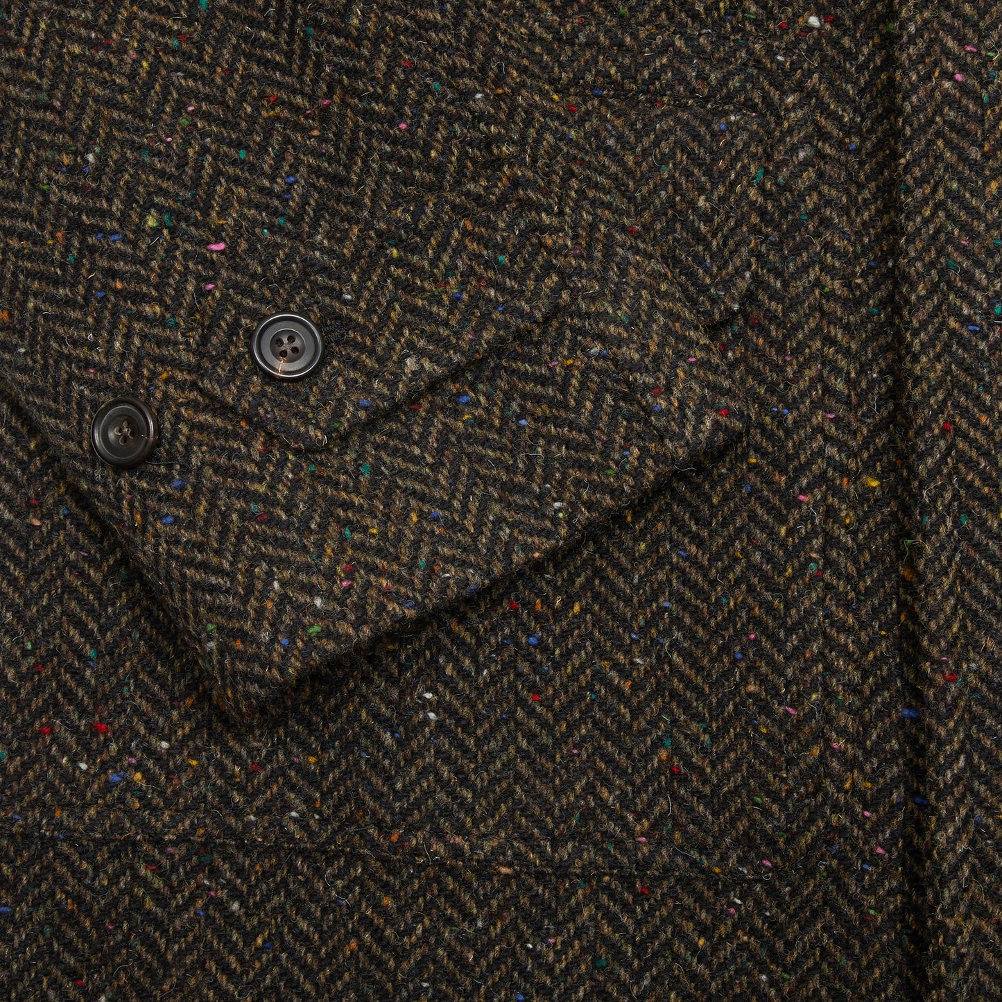 Drake's Wool Herringbone Raglan Overcoat in Brown