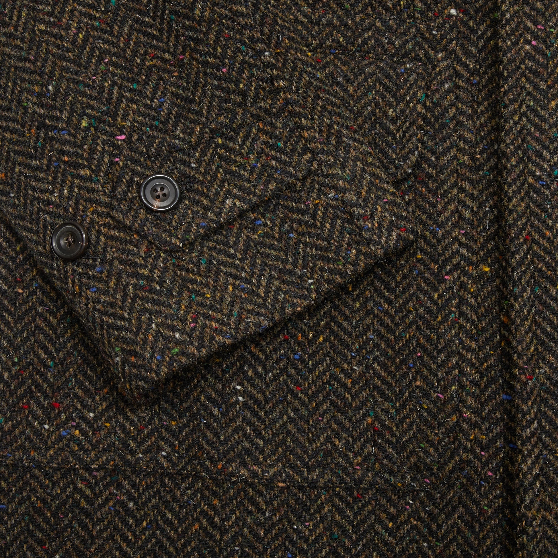 Drake's Wool Herringbone Raglan Overcoat in Brown