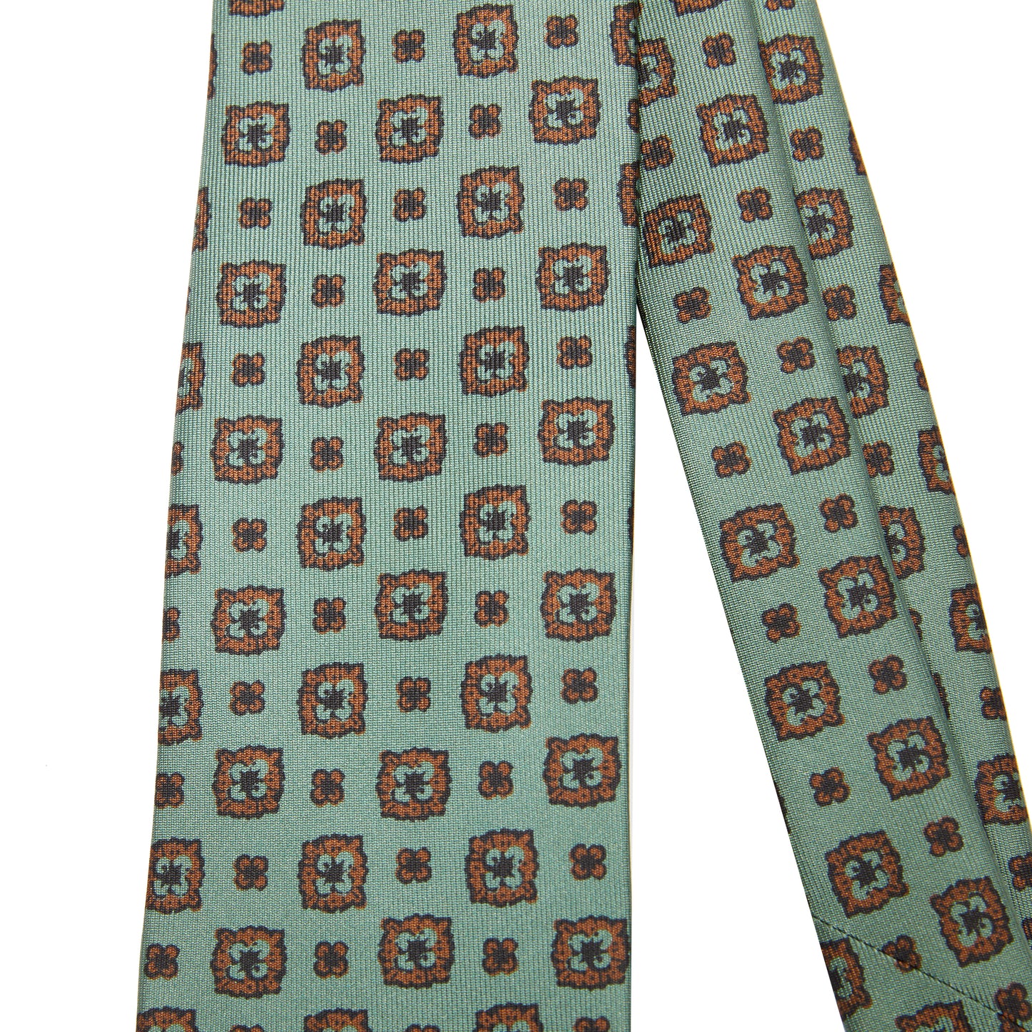 Drake's Flower Medallion Silk Tie in Green