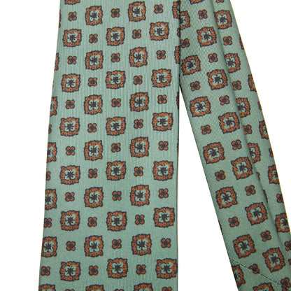 Drake's Flower Medallion Silk Tie in Green