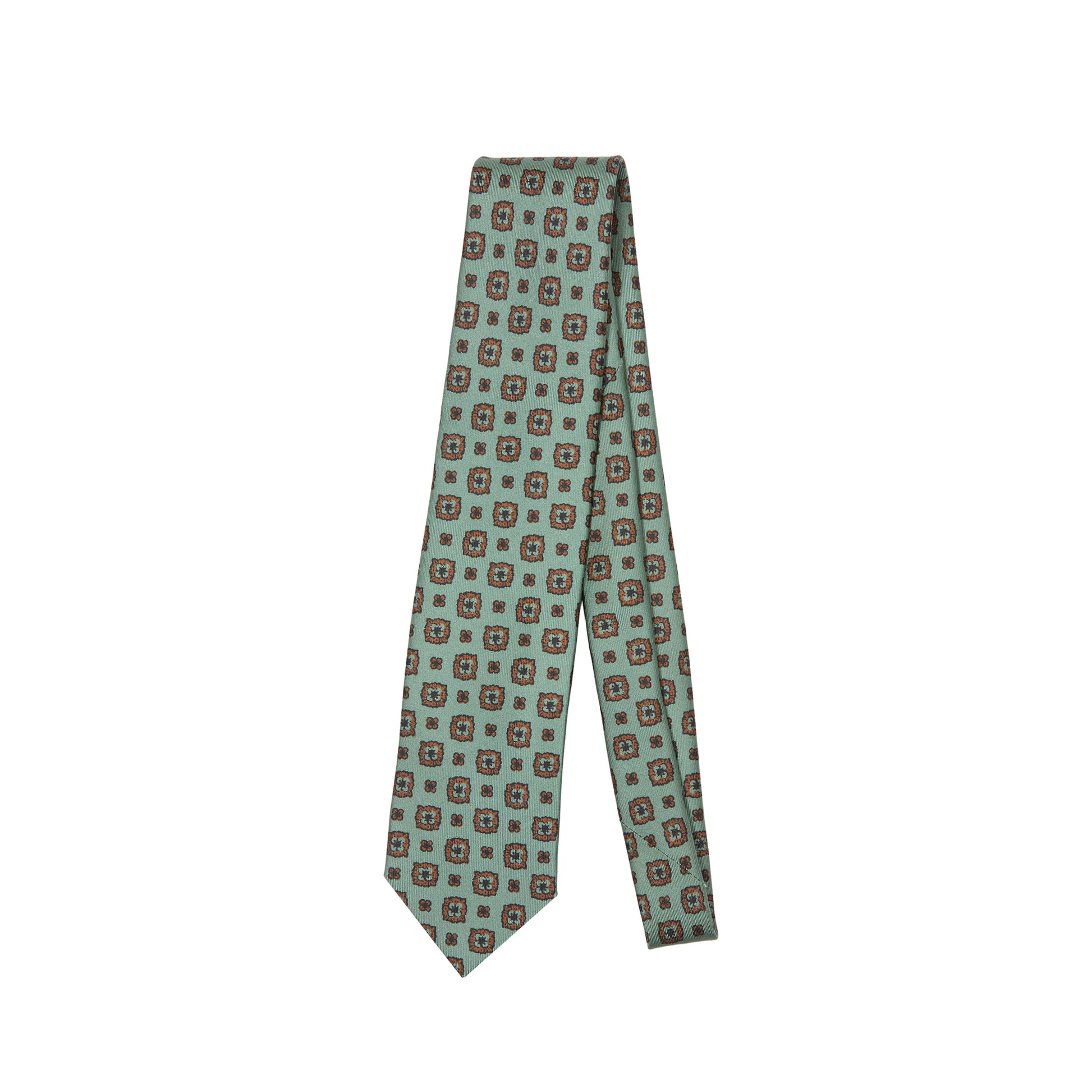 Drake's Flower Medallion Silk Tie in Green