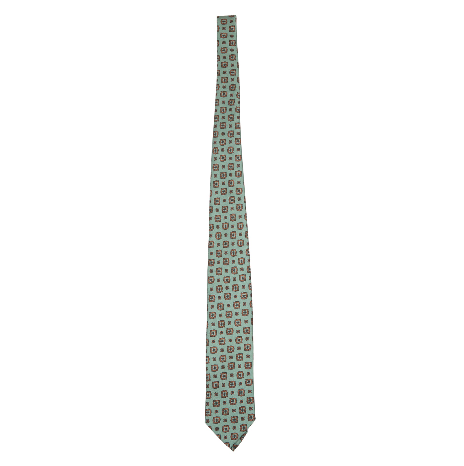 Drake's Flower Medallion Silk Tie in Green