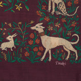 Drake's Burgundy Unicorn Print Wool-Silk Square Scarf