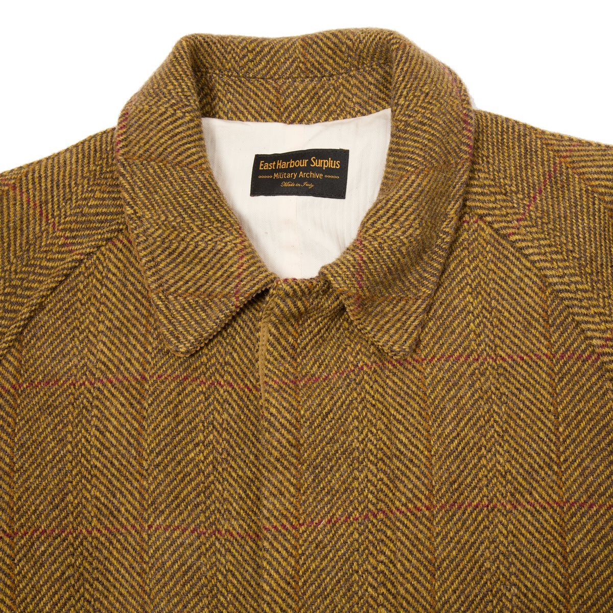 East Harbour Surplus Yardley Raglan Coat in Mustard-Brown Herringbone