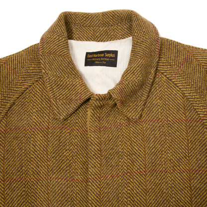 East Harbour Surplus Yardley Raglan Coat in Mustard-Brown Herringbone