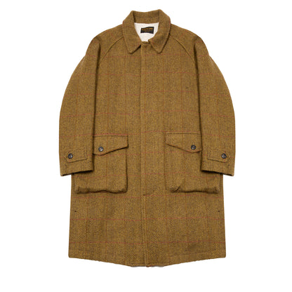 East Harbour Surplus Yardley Raglan Coat in Mustard-Brown Herringbone
